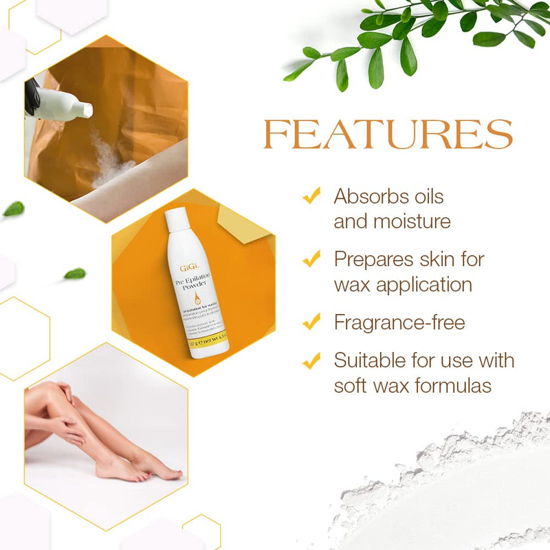 GiGi -Pre Epilation Powder - Waxing Hair Removal Skin Prep 4.5 fl oz