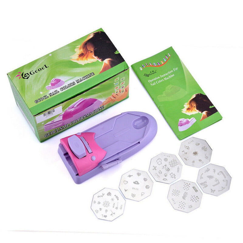 Impresora de uñas DIY con herramienta para estampar uñas + 6 plantillas de impresión 