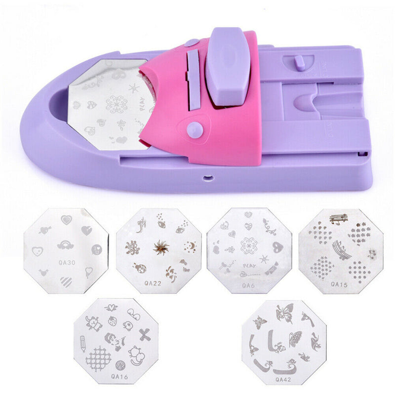Impresora de uñas DIY con herramienta para estampar uñas + 6 plantillas de impresión 