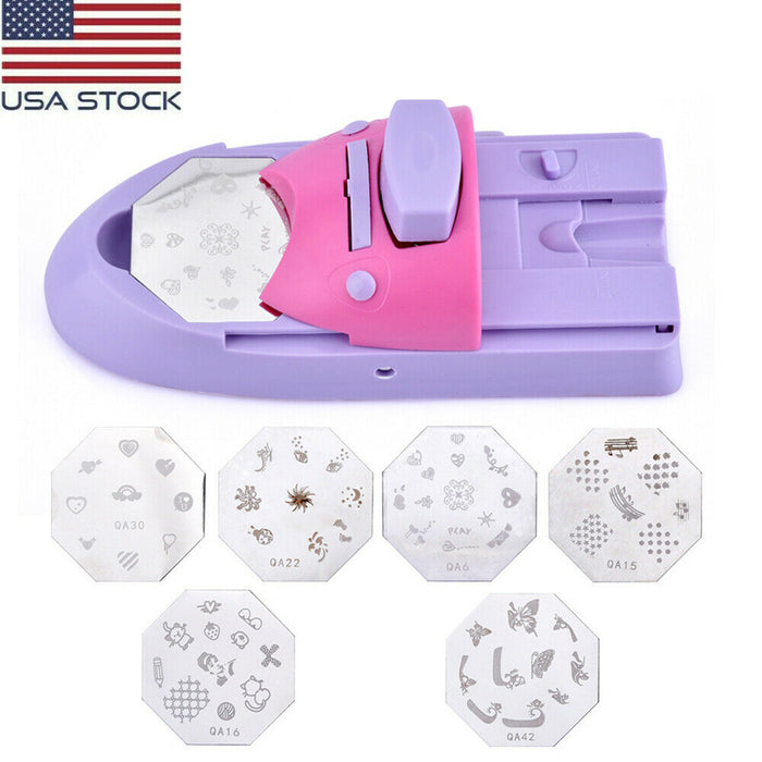 Nail Art Printer Machine DIY Nail Art Stamp Tool + 6 Printing Templates