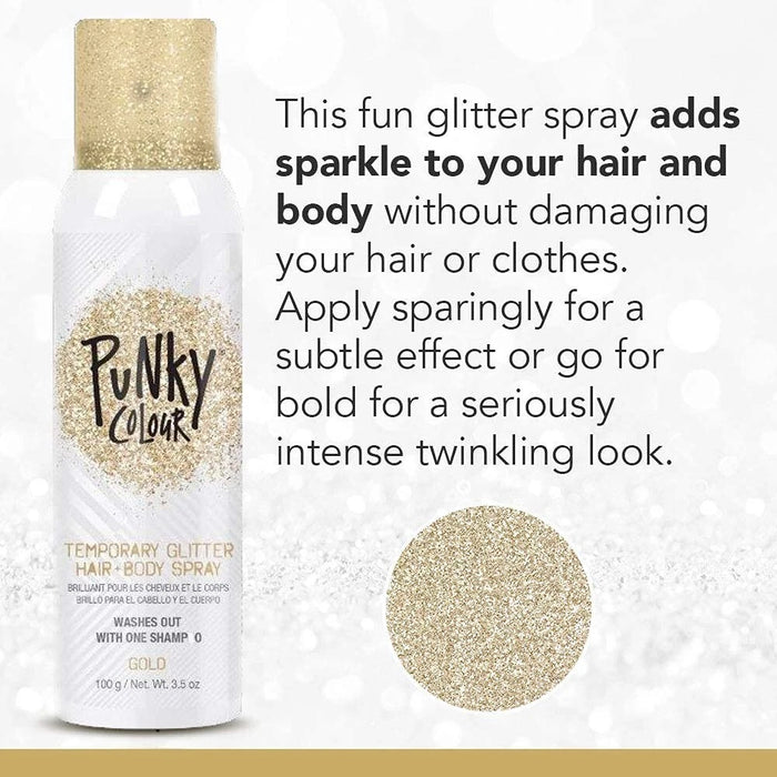 Punky Temporary Hair Highlight Spray Gold Glitter 3.5oz