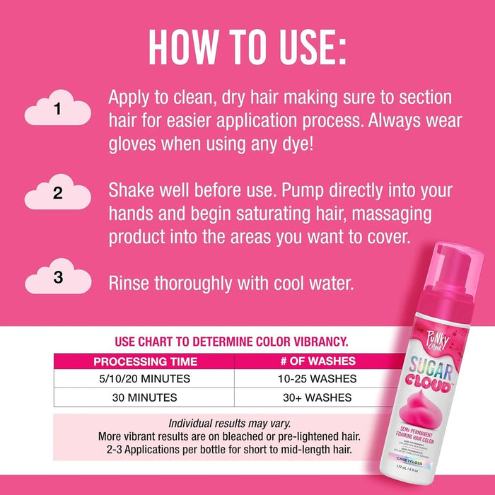Punky - Sugar Cloud Semi-Permanent Foaming Hair Color - Candyfloss 6 oz