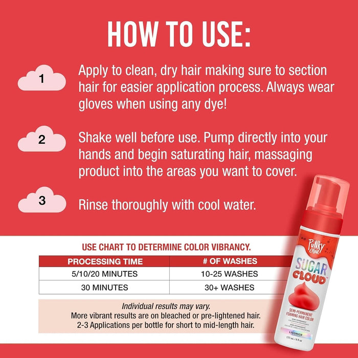 Punky - Sugar Cloud Semi-Permanent Foaming Hair Color - Licorice 6 oz