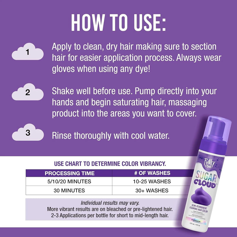 Punky - Sugar Cloud Semi-Permanent Foaming Hair Color - Poprock 6oz
