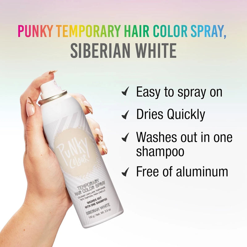 Punky Colour - Temporary Hair Color Spray - Siberian White 3.5 fl oz