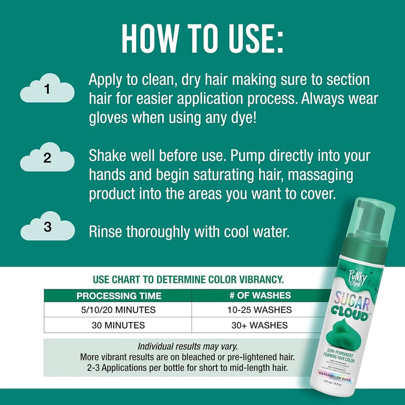 Punky - Sugar Cloud Semi-Permanent Foaming Hair Color - Watermelon Suga 6 oz