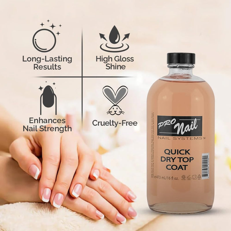 ProNail - Esmalte de uñas de secado rápido, capa superior, 473 ml (16 oz)