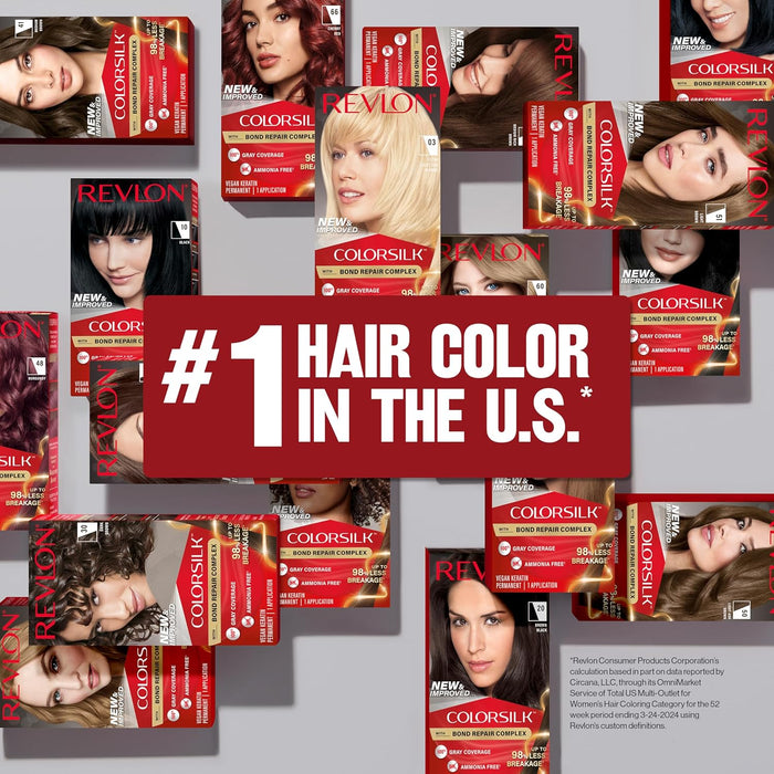 Revlon ColorSilk Permanent Hair Color #46 Medium Golden Chestnut Brown (3 Pack)