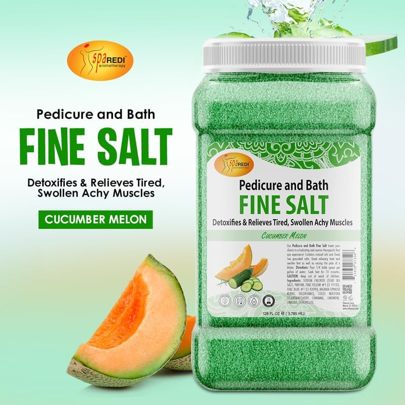 Spa Redi - Pedi Bath Fine Salt - Cucumber & Melon 128 oz