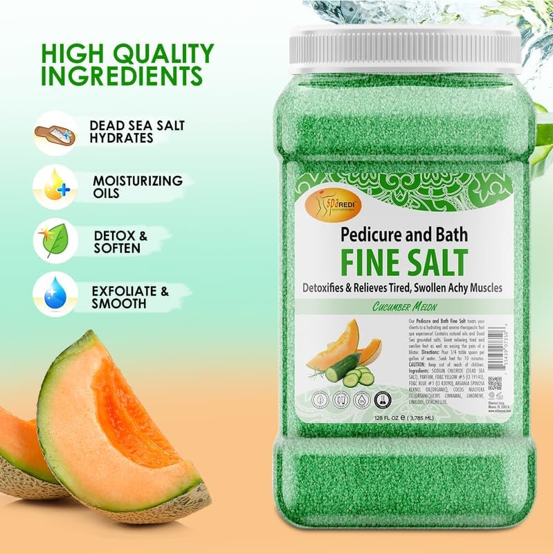Spa Redi - Pedi Bath Fine Salt - Cucumber & Melon 128 oz