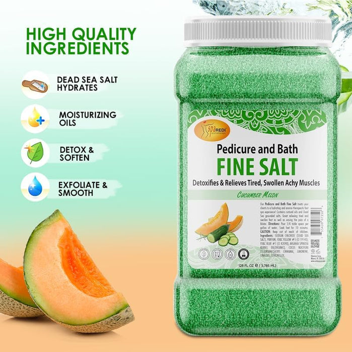 Spa Redi - Pedi Bath Fine Salt - Cucumber & Melon 128 oz