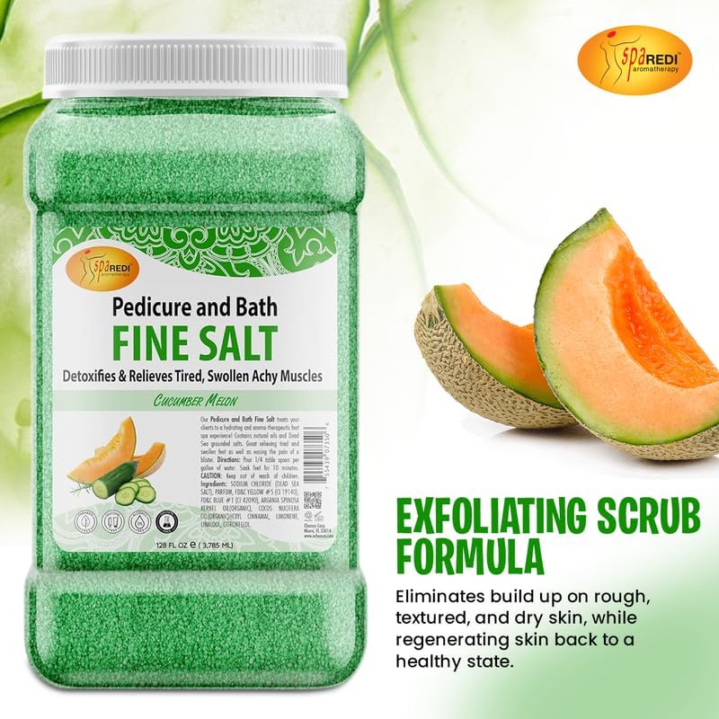 Spa Redi - Pedi Bath Fine Salt - Cucumber & Melon 128 oz