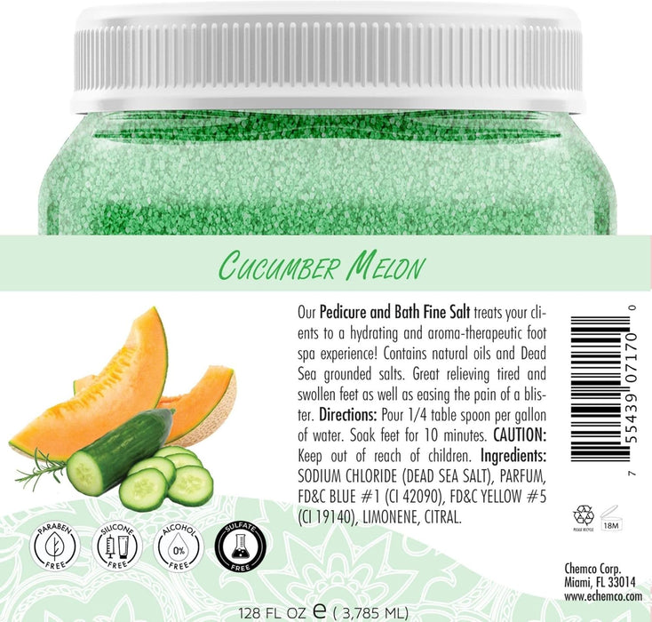 Spa Redi - Pedi Bath Fine Salt - Cucumber & Melon 128 oz