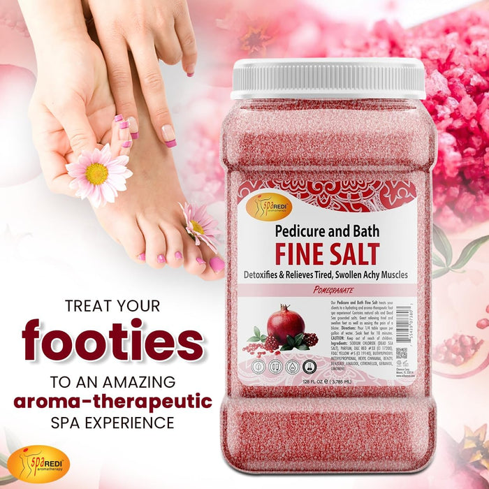 Spa Redi - Pedi Bath Fine Salt - Pomegranate 128 oz