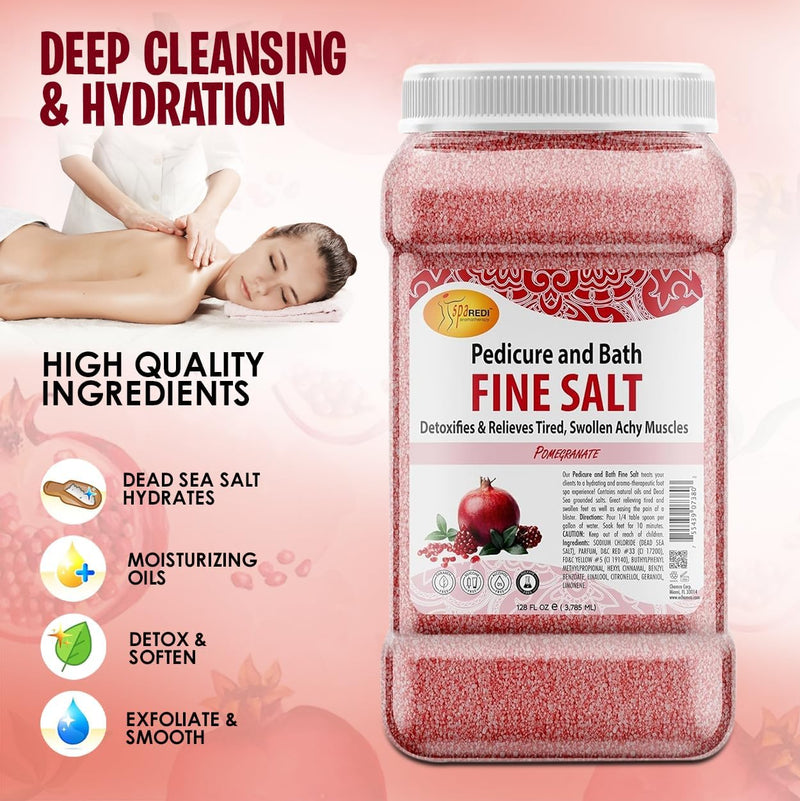 Spa Redi - Pedi Bath Fine Salt - Pomegranate 128 oz