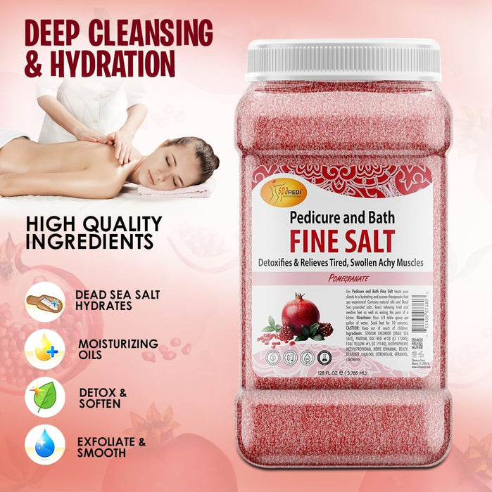 Spa Redi - Pedi Bath Fine Salt - Pomegranate 128 oz