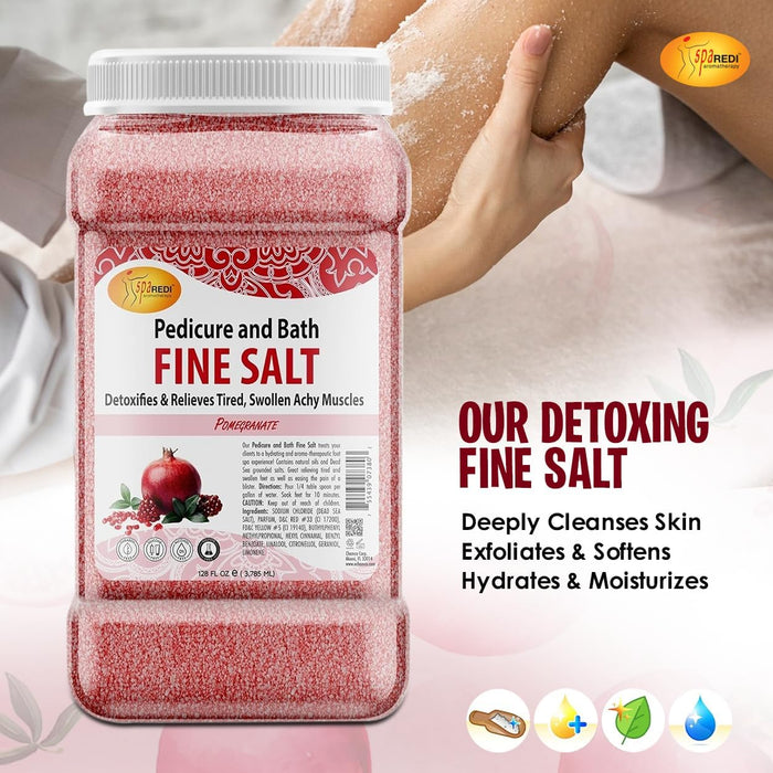 Spa Redi - Pedi Bath Fine Salt - Pomegranate 128 oz