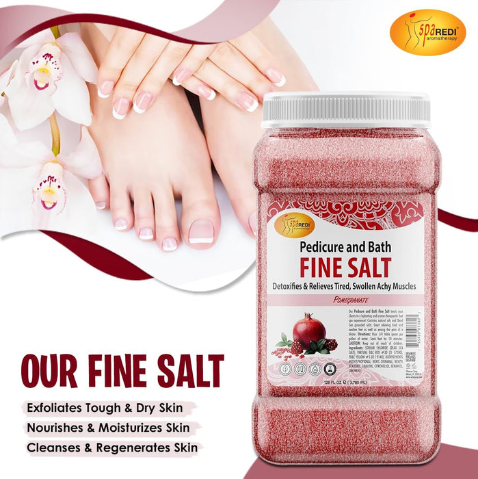 Spa Redi - Pedi Bath Fine Salt - Pomegranate 128 oz
