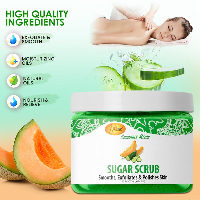 Spa Redi - Sugar Scrub - Cucumber Melon 16 oz