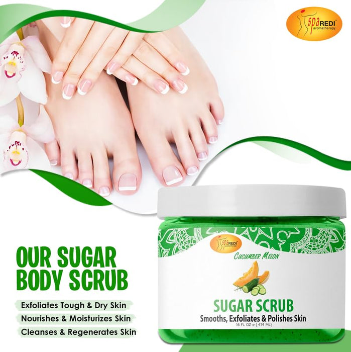 Spa Redi - Sugar Scrub - Cucumber Melon 16 oz