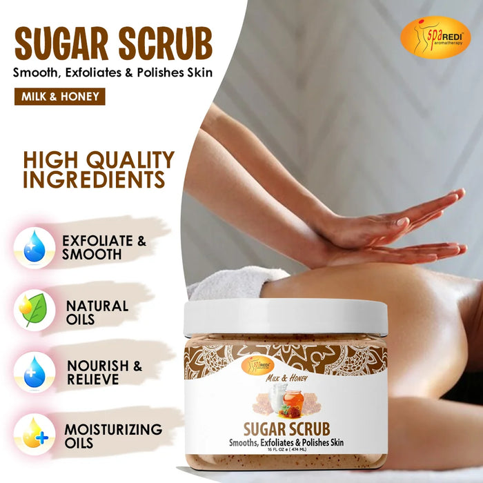 Spa Redi - Sugar Body Scrub - Milk & Honey 16 oz