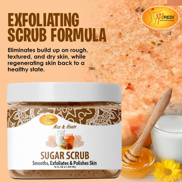 Spa Redi - Sugar Body Scrub - Milk & Honey 16 oz
