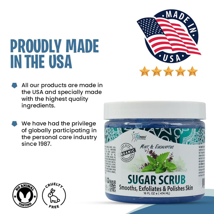 Spa Redi - Sugar Body Scrub - Mint & Eucalyptus 16 oz