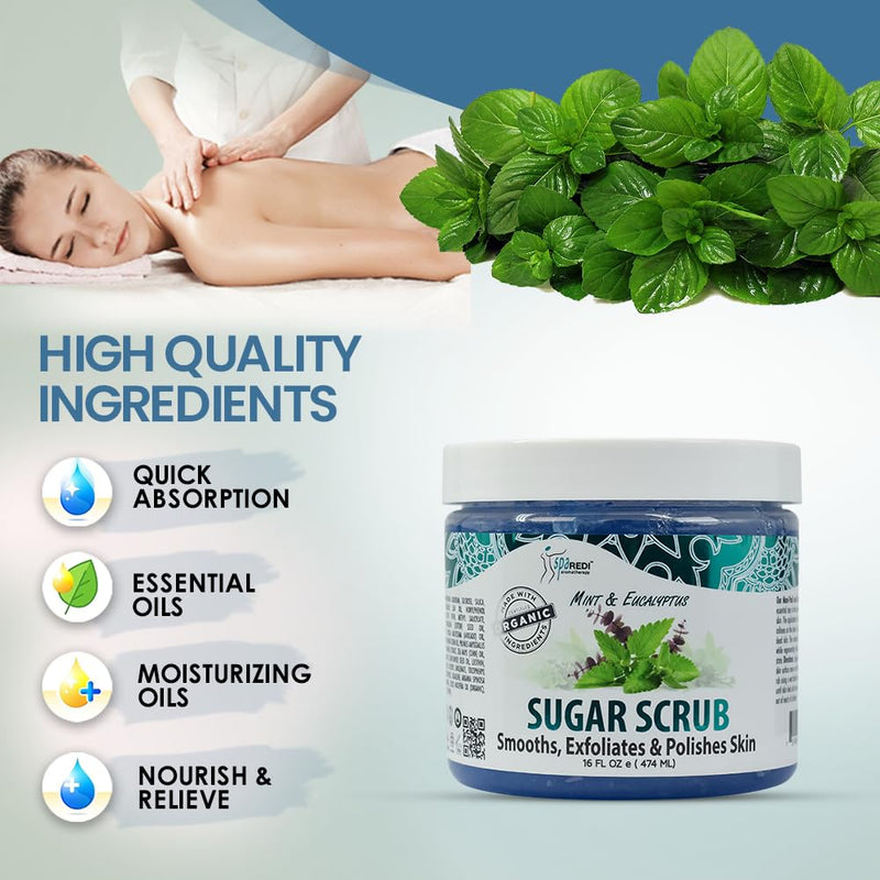 Spa Redi - Sugar Body Scrub - Mint & Eucalyptus 16 oz