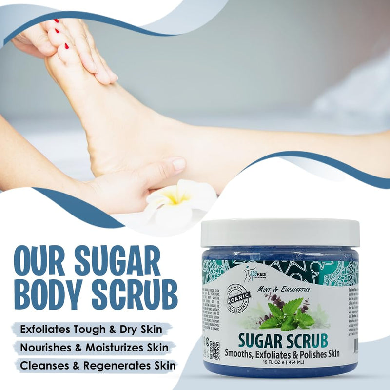 Spa Redi - Sugar Body Scrub - Mint & Eucalyptus 16 oz