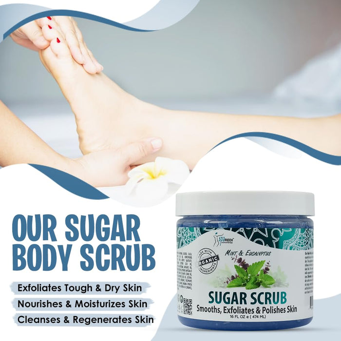Spa Redi - Sugar Body Scrub - Mint & Eucalyptus 16 oz