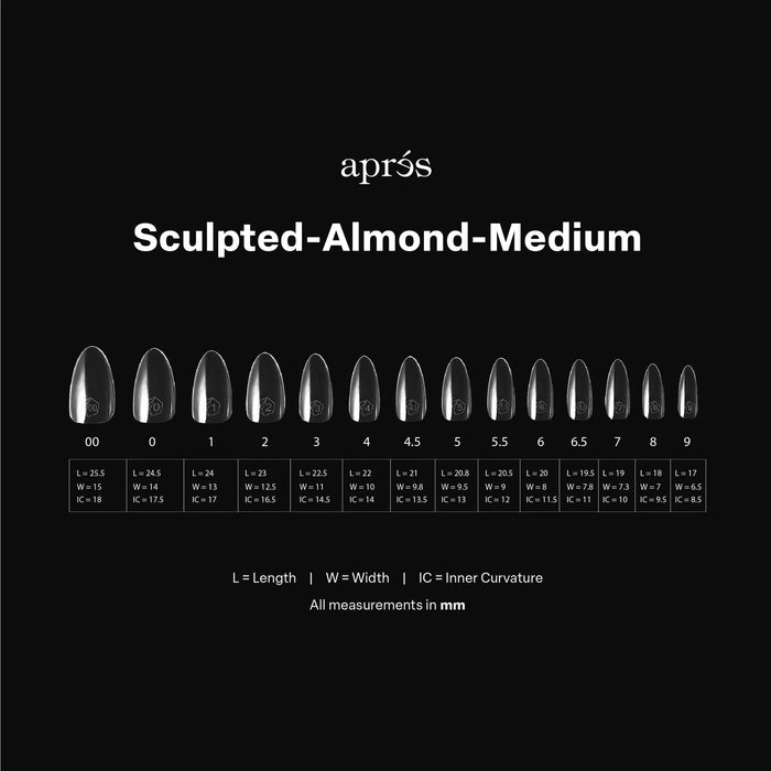 Apres - Gel-X Tips - Sculpted Almond Medium (600Pcs)