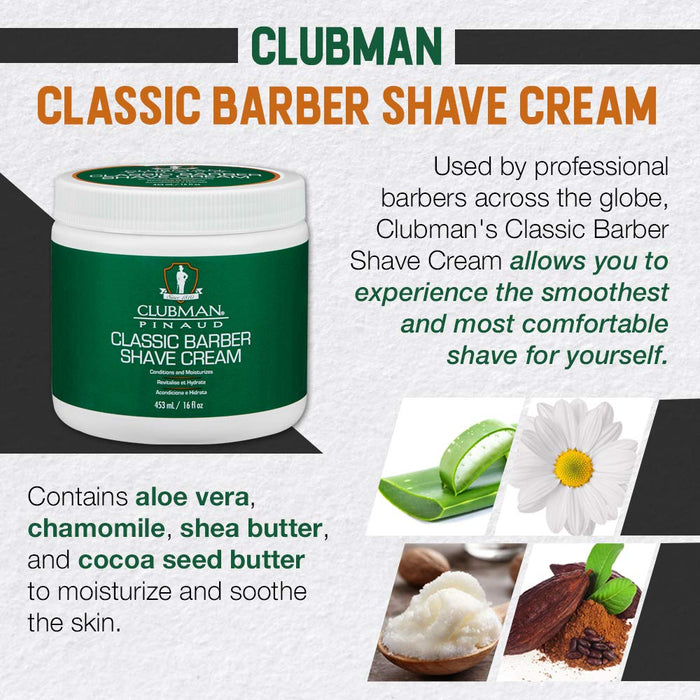 Clubman Classic Barber Shave Cream 16 oz (2 Pack)