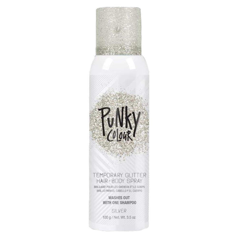 Punky Colour - Temporary Hair + Body Glitter Color Spray - Silver 3.5 fl oz