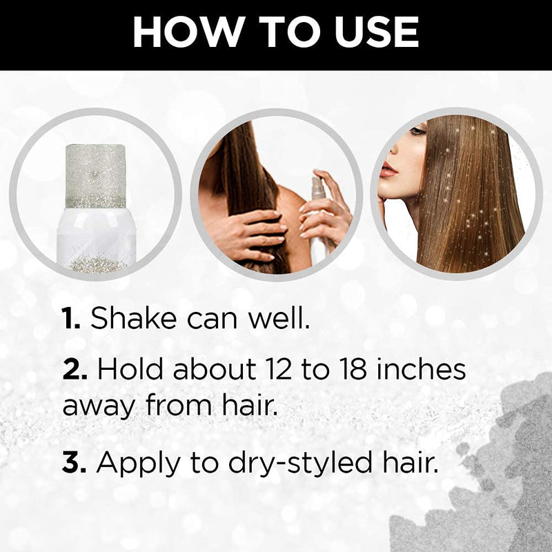 Punky Colour - Temporary Hair + Body Spray - Silver Glitter 3.5 fl oz (3 Pack)