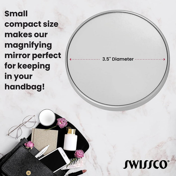 Swissco - 20x Magnifying Mirror W. 2 Suction Cups (Black)
