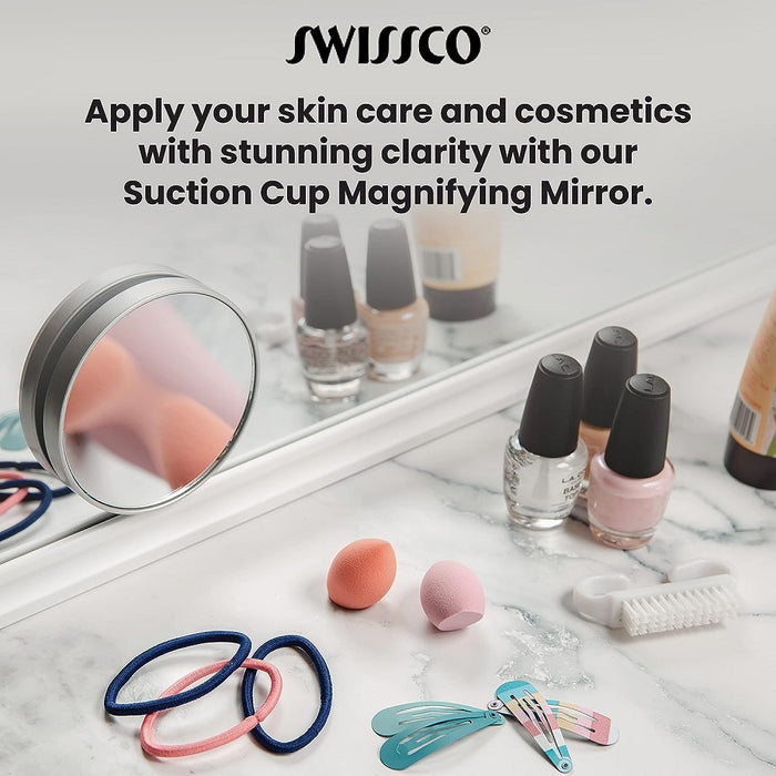 Swissco -  20x Magnifying Mirror W. 2 Suction Cups (Sliver)