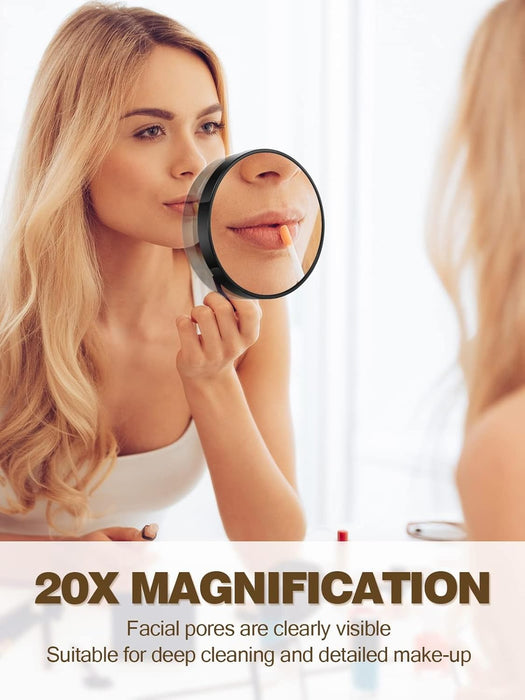 Swissco - 20x Magnifying Mirror W. 2 Suction Cups (Black)