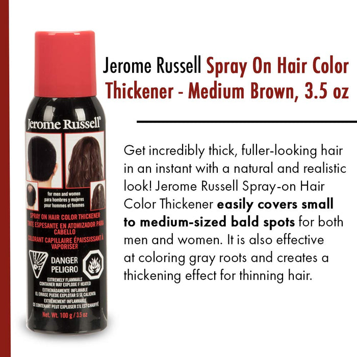 Jerome Russell - Spray-on Hair Color Thickener - Jet Black 3.5oz