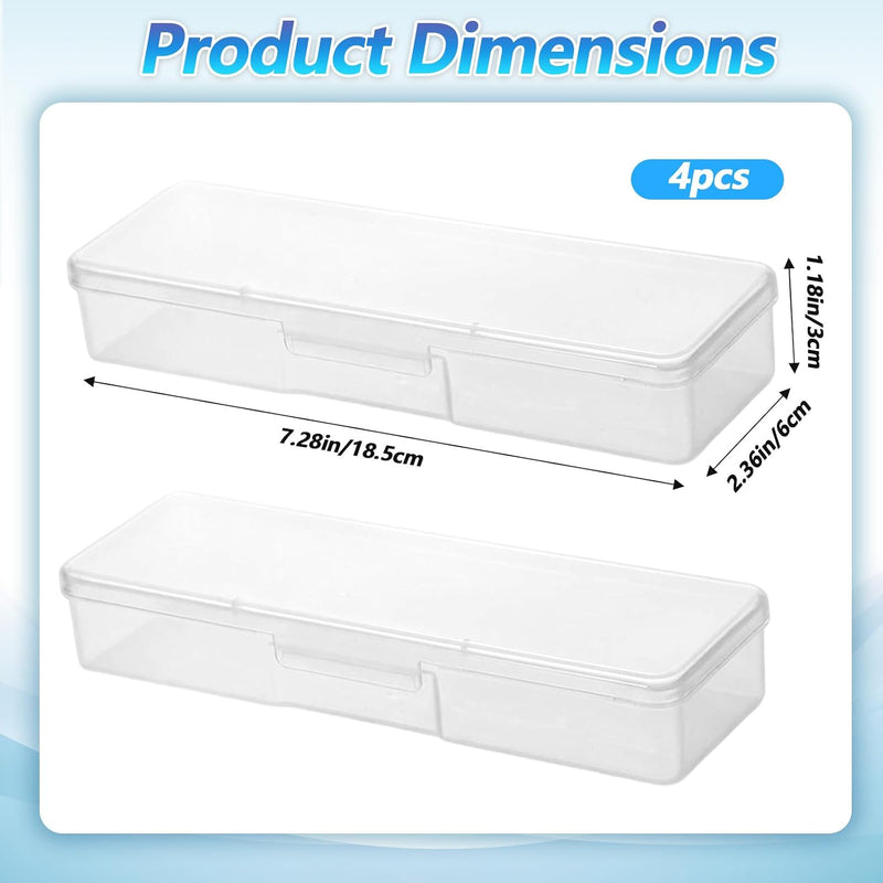 Plastic Storage Nail Box Clear Manicure Tool Box (4 Pack)