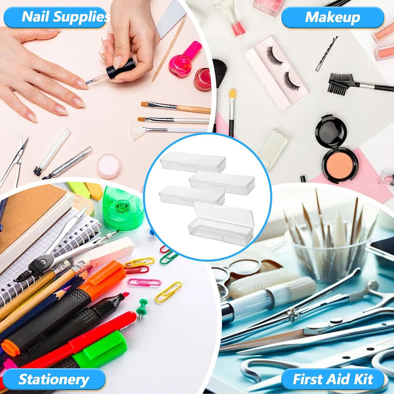Plastic Storage Nail Box Clear Manicure Tool Box (4 Pack)