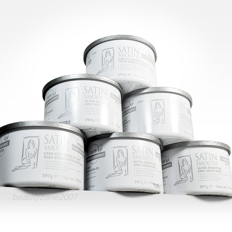 Satin Smooth - Zinc Oxide Hair Removal Wax 14oz (Pack of 6)