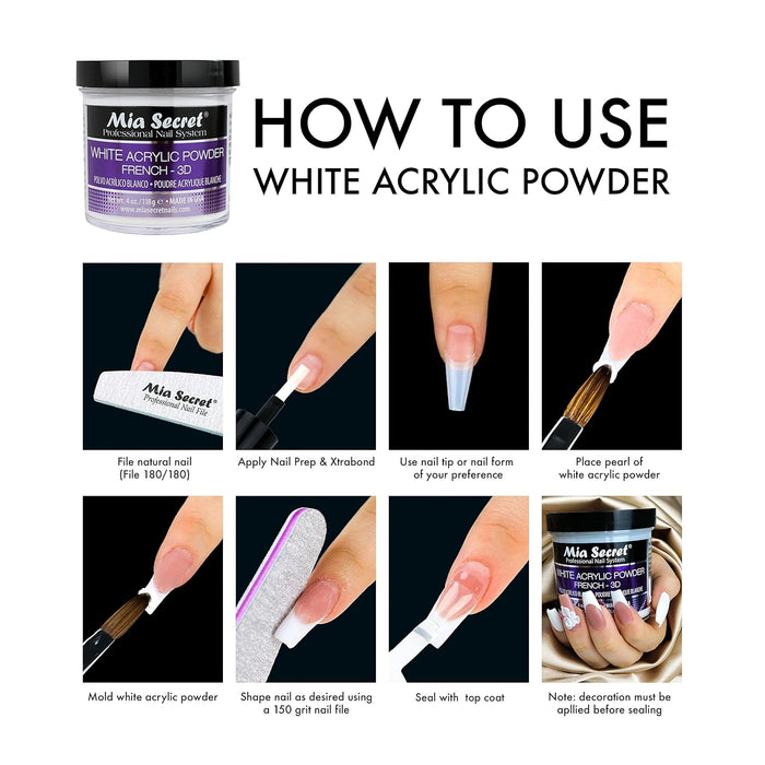 Mia Secret Acrylic Powder - White 4oz