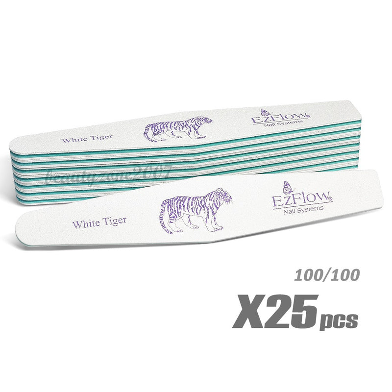 Limas de uñas EzFlow - Tigre Blanco 100/100 (25 unidades)