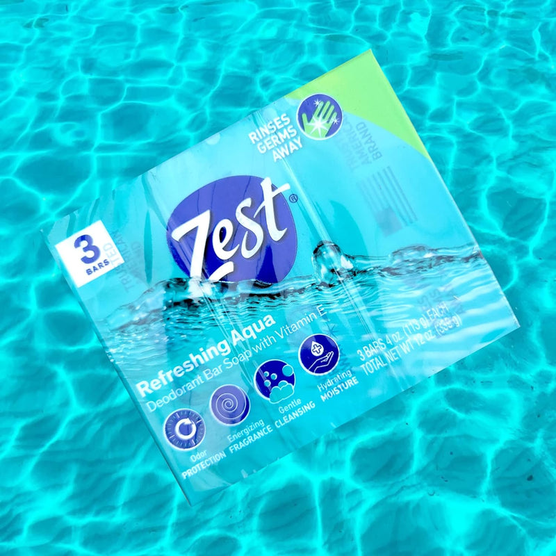Zest - Aqua Refreshing Bath Bars with Vitamin E (3 Bars) - 2 Pack (Total 6 Bars)