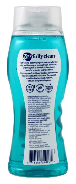 Zest - Body Wash Shower Gel - Aqua Scent 18 oz (3 Pack)