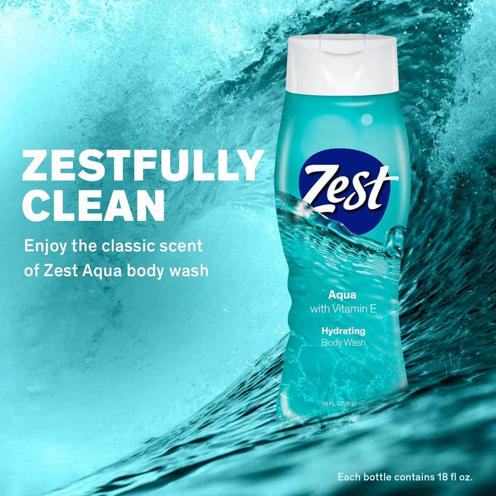 Zest - Body Wash Shower Gel - Aqua Scent 18 oz (3 Pack)