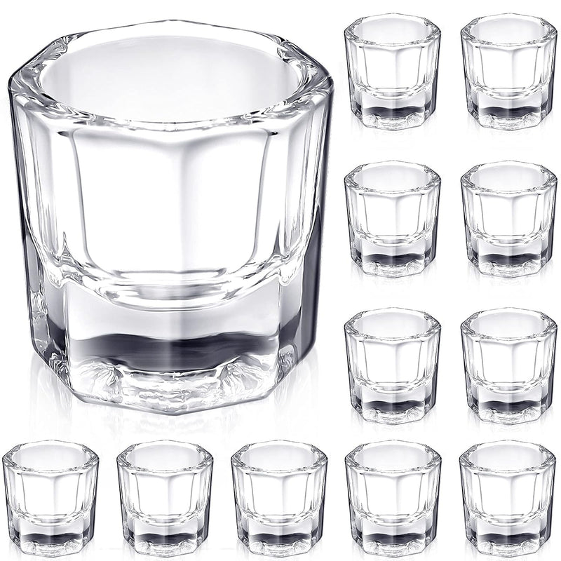 Nail Art Acrylic Liquid Powder Dappen Dish Nail Crystal Bowl Glass (12 Bottles)