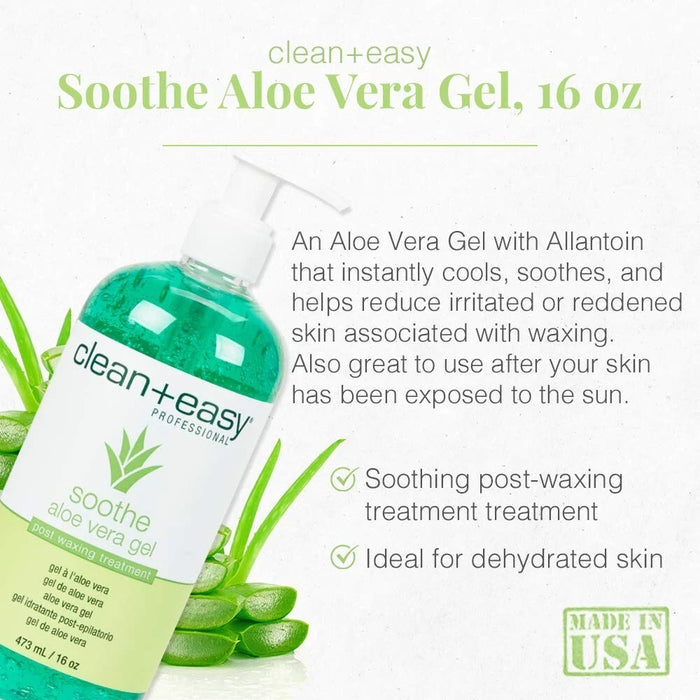 12 x Clean+Easy Soothe Aloe Vera Gel Post Waxing Treatment 16 oz