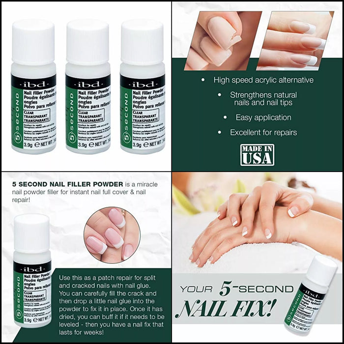 ibd 5 Second Nail Filler Powder - Clear