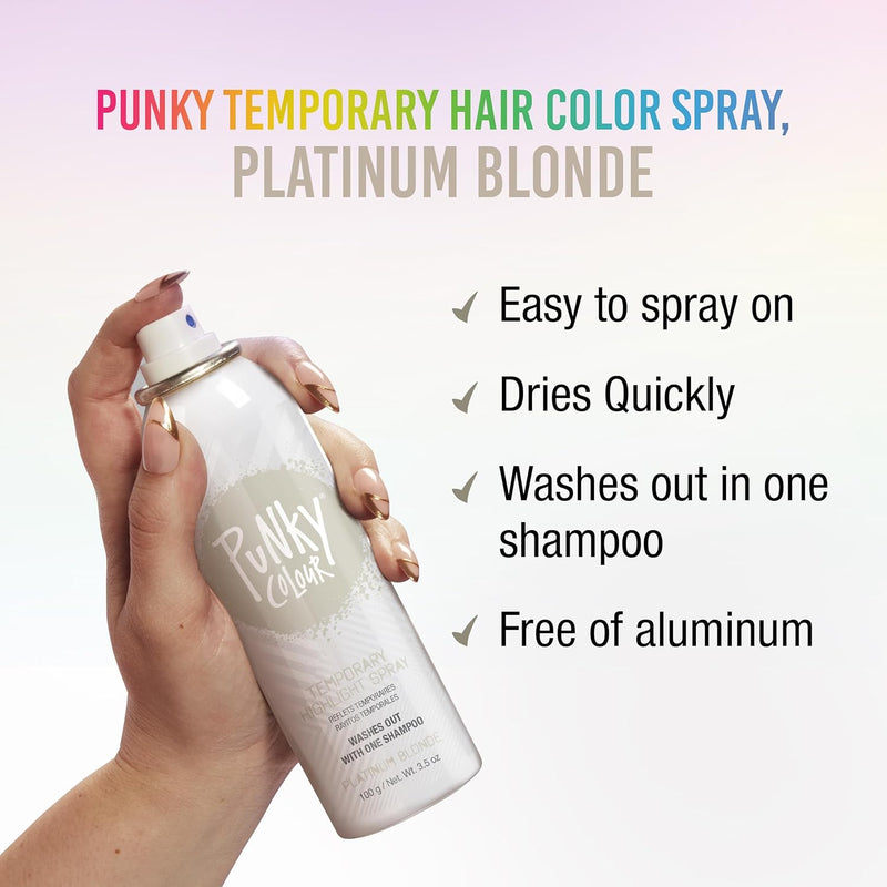 Punky Colour - Temporary Hair Highlight Spray - Platinum Blonde 3.5 fl oz (3 Pack)